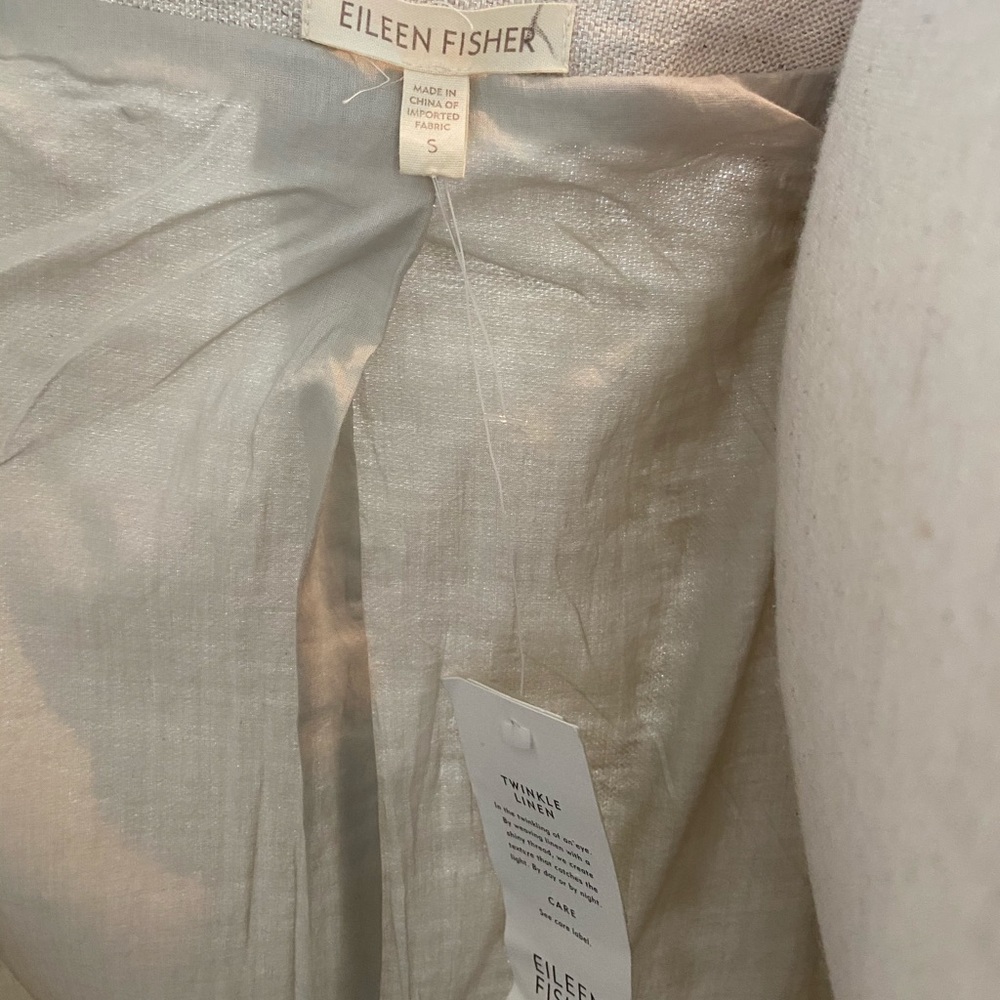 Eileen Fisher Nwt Natural Twinkled Linen Blazer S View 3